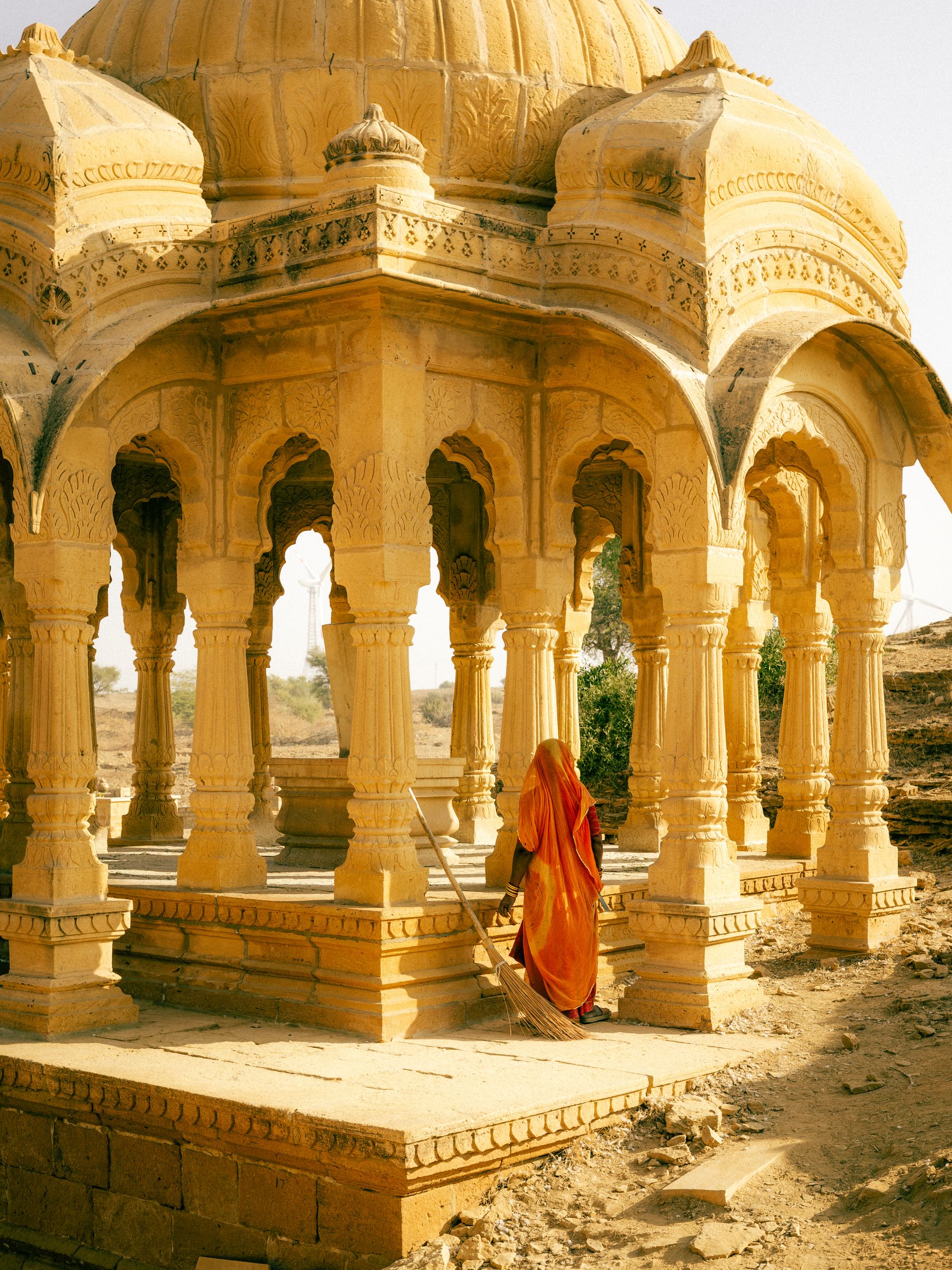 Woman Sweeping A Bada Bagh Cenotaph (Portrait)